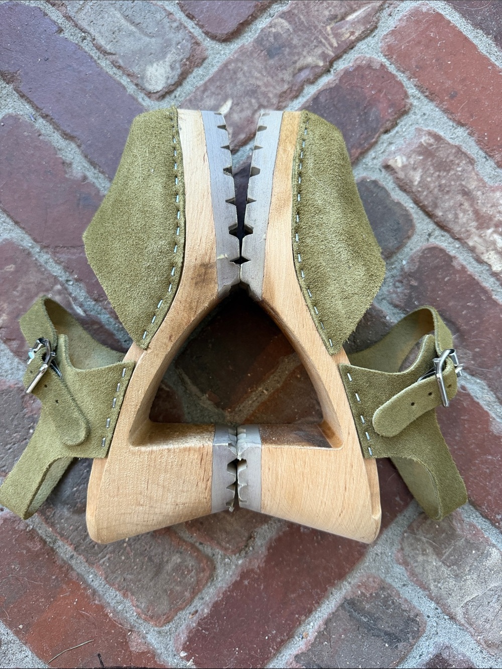 MIA Abba Swedish Clogs Olive Green Mary Jane Platform - Picture 8 of 9